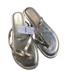 J. Crew Gold Thong Flip Flops, Size 8, NWT